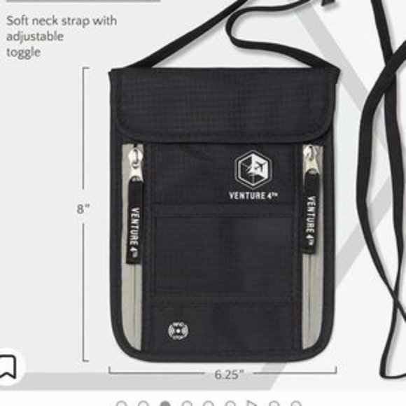 Travel Neck Wallet with RFID blocking, passport holder, travel money holder - Picture 4 of 4